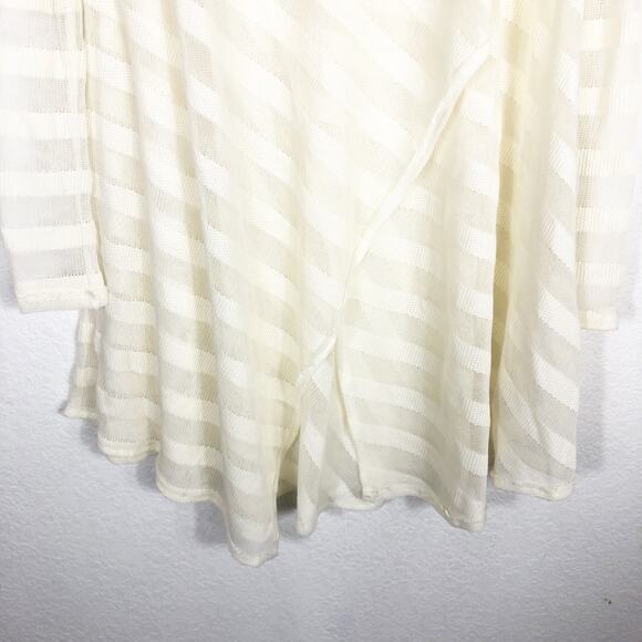 We The Free People Oversized Faux Wrap Sweater Small Cream Striped V-Neck Soft - Picture 8 of 11